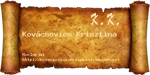Kovácsovics Krisztina névjegykártya